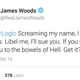 Screenshot of James Woods saying that he’ll follow anyone who libels him to the bowels of Hell (Hollywood Reporter/Twitter)